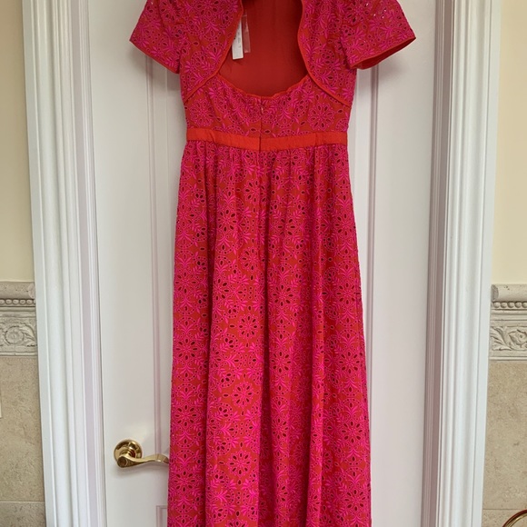 J Crew Maxi Eyelet Lace Dress Hot Pink - Picture 8 of 8